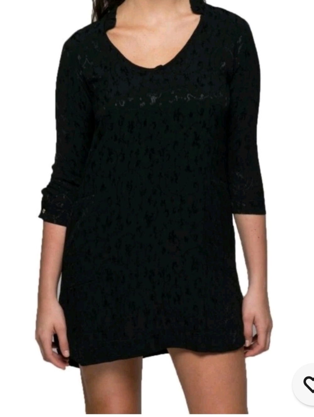 NWT MYNE ashley ann Black Lace 3/4 Length Sleeve Mini Dress ~sz 2
